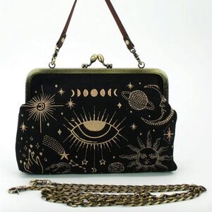 Celestial kisslock handbag crossbody and hand strap